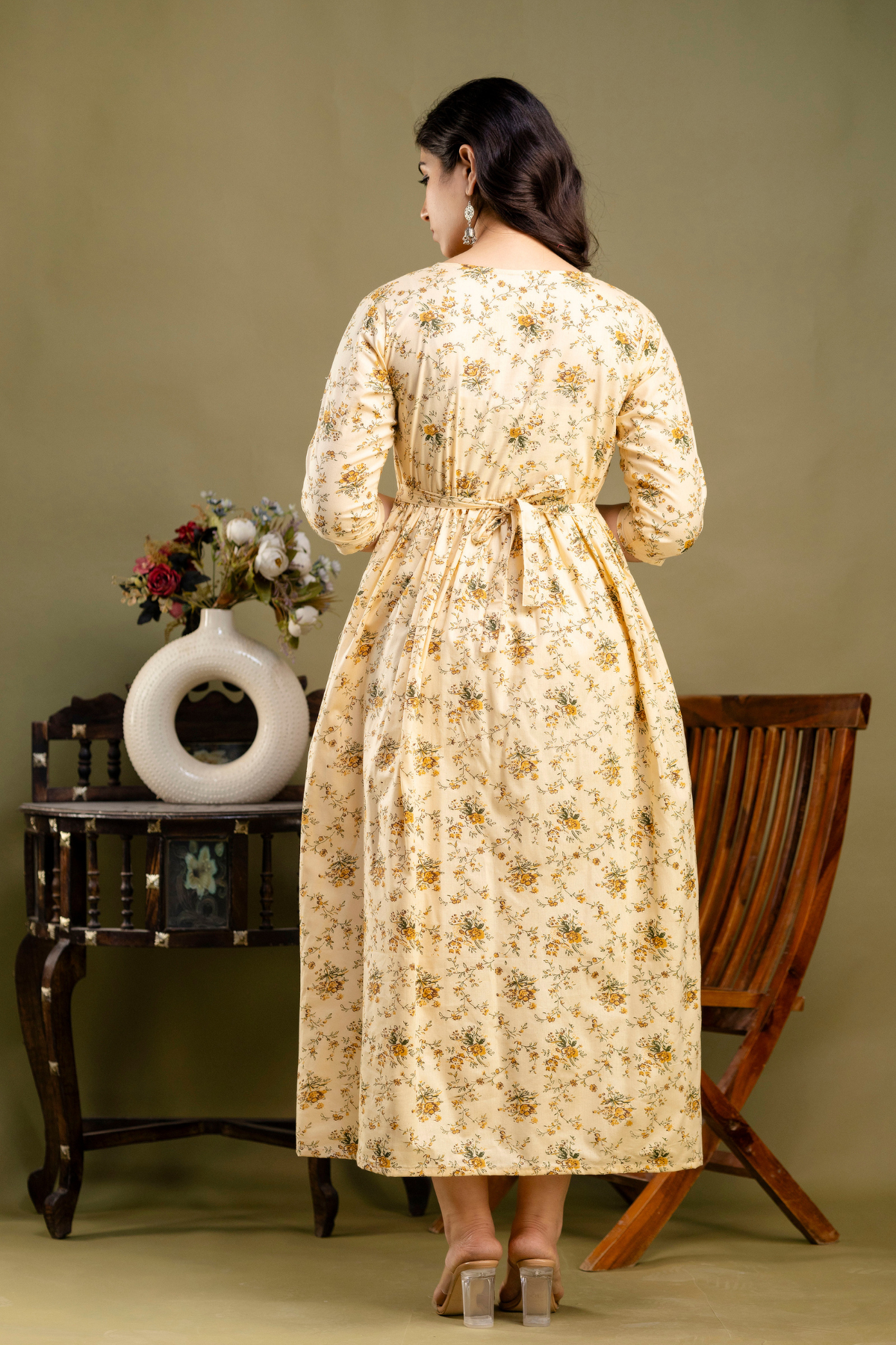 Pure Cotton Nursing-Friendly Maternity Dress - Sunflower