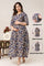 Rayon Modern Maternity Dress | Hidden Zipper | Deep Pocket | Adjustable Fit for Joyful Motherhood - Navy Blue