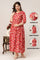 Rayon Modern Maternity Dress | Hidden Zipper | Deep Pocket | Adjustable Fit for Joyful Motherhood - Red